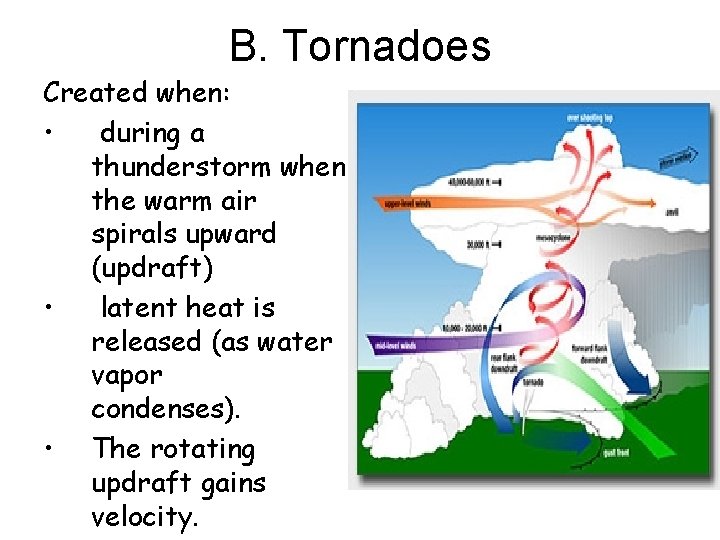 B. Tornadoes Created when: • during a thunderstorm when the warm air spirals upward