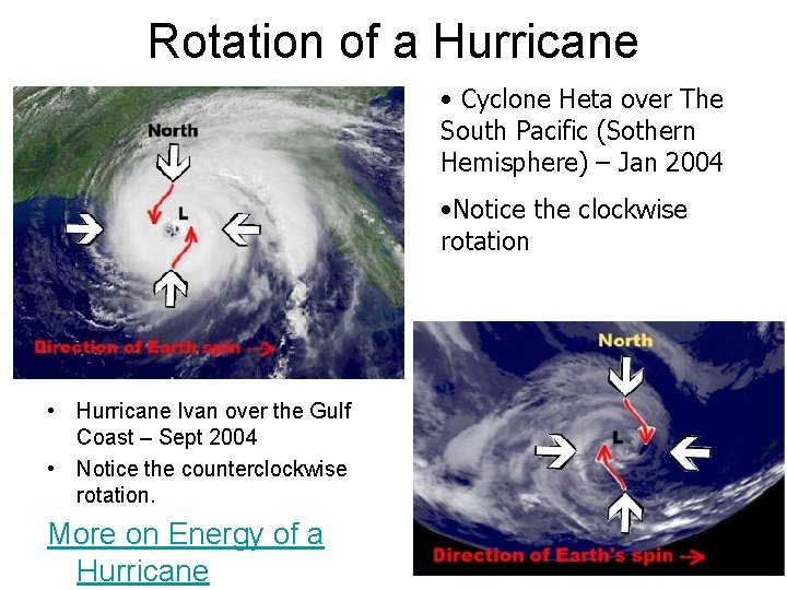 Rotation of a Hurricane • Cyclone Heta over The South Pacific (Sothern Hemisphere) –