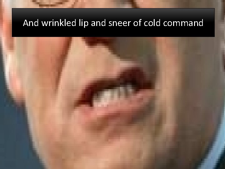 And wrinkled lip and sneer of cold command 