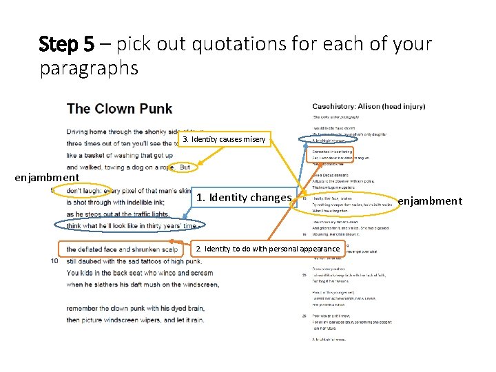 Step 5 – pick out quotations for each of your paragraphs 3. Identity causes