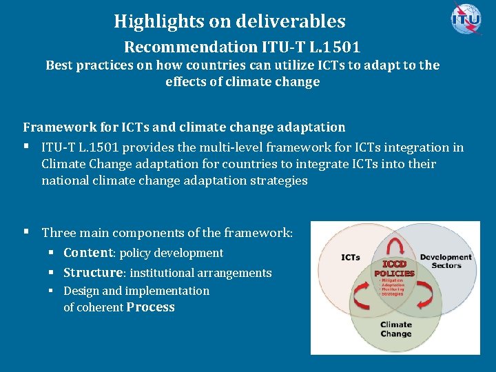 Highlights on deliverables Recommendation ITU-T L. 1501 Best practices on how countries can utilize
