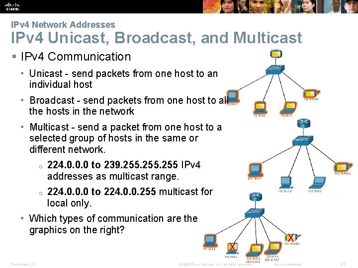 IPv 4 Network Addresses IPv 4 Unicast, Broadcast, and Multicast § IPv 4 Communication