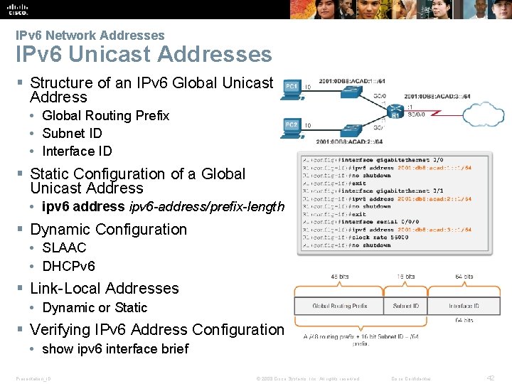 IPv 6 Network Addresses IPv 6 Unicast Addresses § Structure of an IPv 6