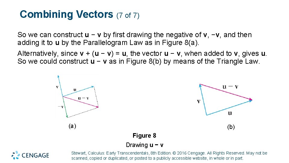 Combining Vectors (7 of 7) So we can construct u − v by first