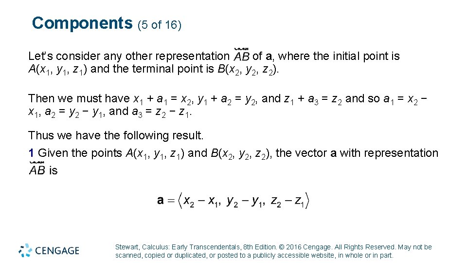 Components (5 of 16) Let’s consider any other representation of a, where the initial Components (5 of 16) Let’s consider any other representation of a, where the initial