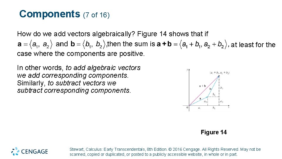 Components (7 of 16) How do we add vectors algebraically? Figure 14 shows that