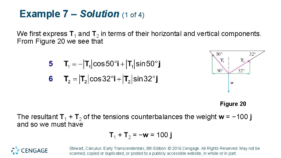 Example 7 – Solution (1 of 4) We first express T 1 and T Example 7 – Solution (1 of 4) We first express T 1 and T