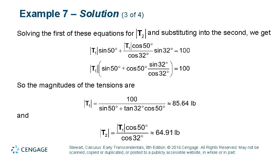 Example 7 – Solution (3 of 4) Solving the first of these equations for Example 7 – Solution (3 of 4) Solving the first of these equations for