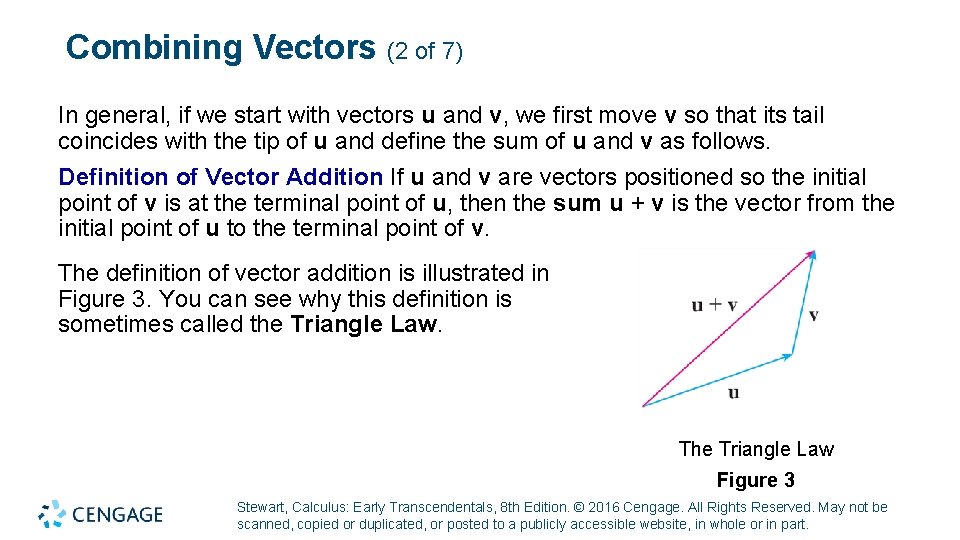 Combining Vectors (2 of 7) In general, if we start with vectors u and Combining Vectors (2 of 7) In general, if we start with vectors u and
