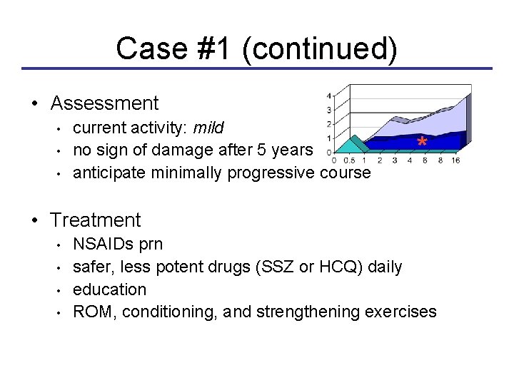 Case #1 (continued) • Assessment • • • current activity: mild no sign of