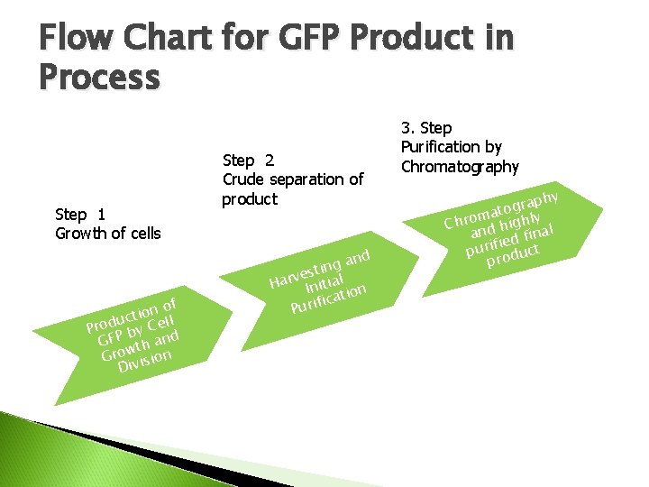 Flow Chart for GFP Product in Process Step 1 Growth of cells n of