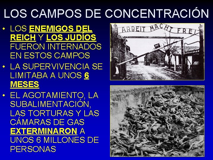 LOS CAMPOS DE CONCENTRACIÓN • LOS ENEMIGOS DEL REICH Y LOS JUDÍOS FUERON INTERNADOS