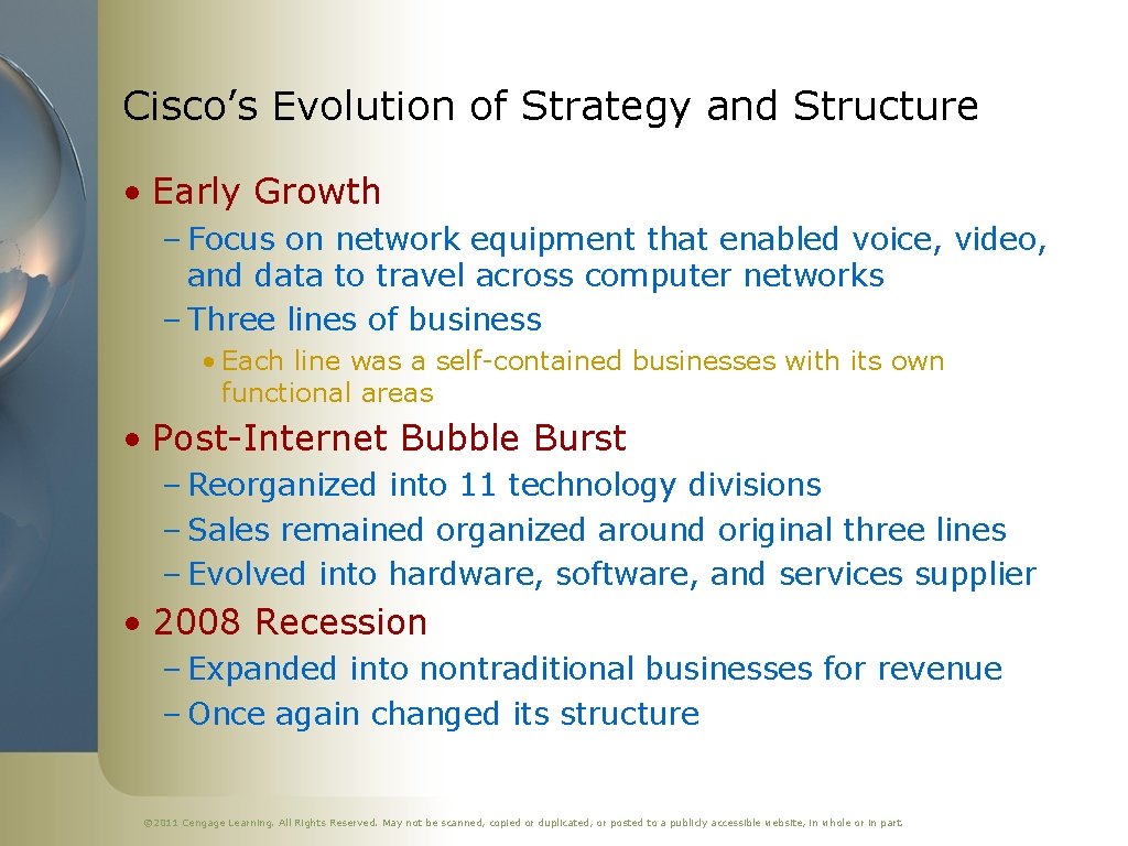 Cisco’s Evolution of Strategy and Structure • Early Growth – Focus on network equipment