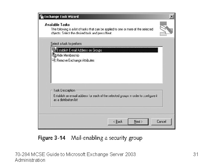 70 -284 MCSE Guide to Microsoft Exchange Server 2003 Administration 31 