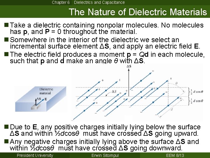 Chapter 6 Dielectrics and Capacitance The Nature of Dielectric Materials n Take a dielectric Chapter 6 Dielectrics and Capacitance The Nature of Dielectric Materials n Take a dielectric
