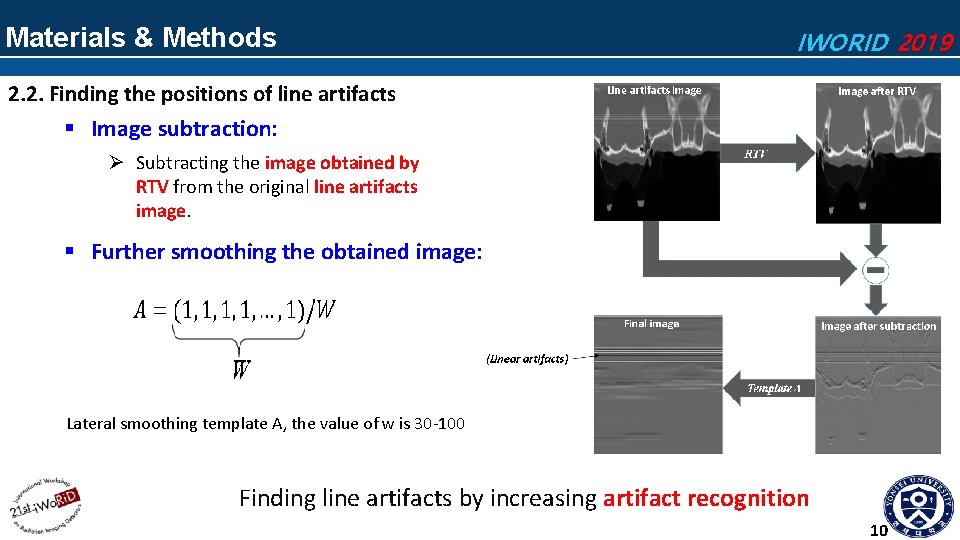 Materials & Methods IWORID 2019 2. 2. Finding the positions of line artifacts §