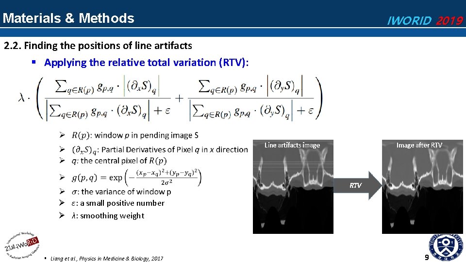 Materials & Methods IWORID 2019 2. 2. Finding the positions of line artifacts §