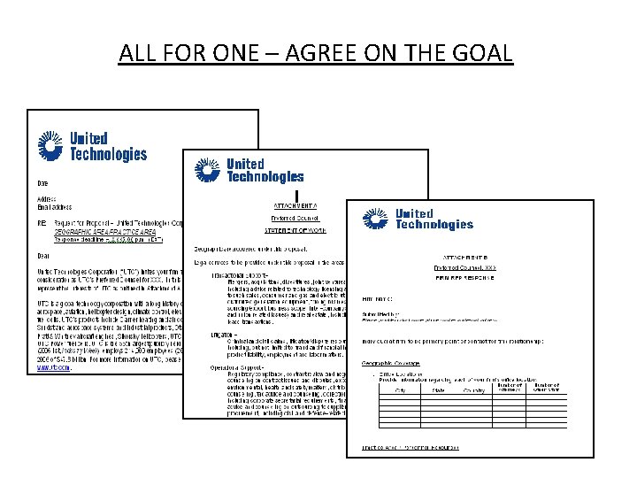 ALL FOR ONE – AGREE ON THE GOAL ALL FOR ONE – AGREE ON THE GOAL