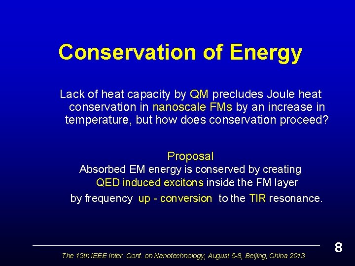 Conservation of Energy Lack of heat capacity by QM precludes Joule heat conservation in