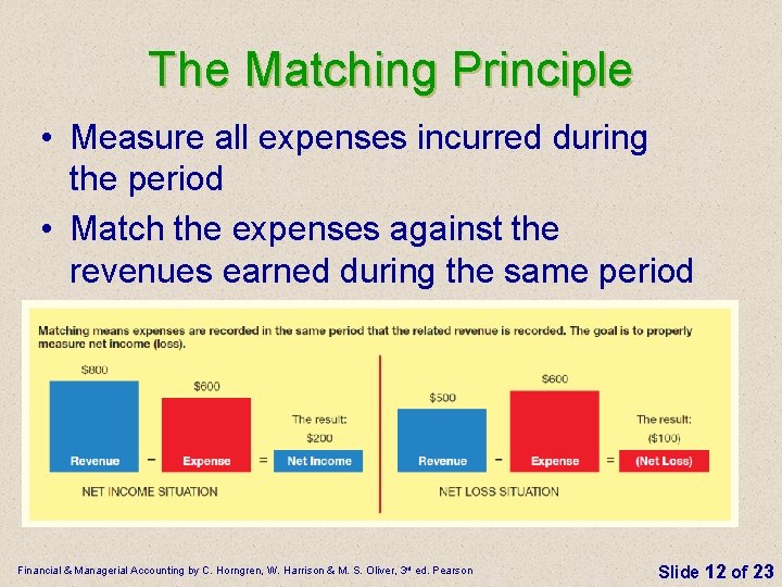 The Matching Principle • Measure all expenses incurred during the period • Match the