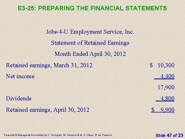 E 3 -25: PREPARING THE FINANCIAL STATEMENTS Jobs-4 -U Employment Service, Inc. Statement of