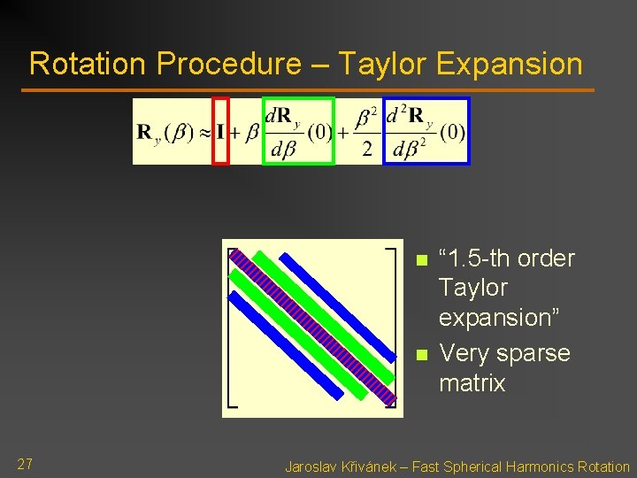 Rotation Procedure – Taylor Expansion n n 27 “ 1. 5 -th order Taylor