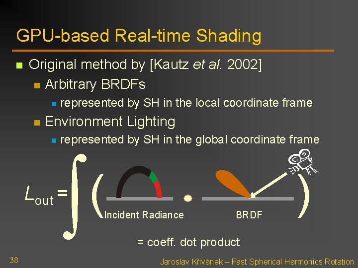 GPU-based Real-time Shading n Original method by [Kautz et al. 2002] n Arbitrary BRDFs