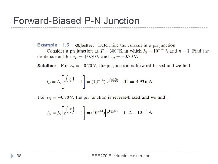 Forward-Biased P-N Junction 38 EEE 270 Electronic engineering 