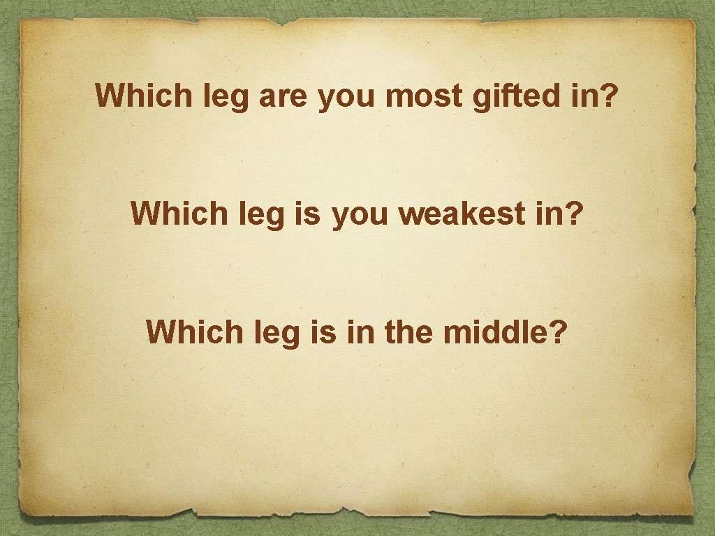 Which leg are you most gifted in? Which leg is you weakest in? Which