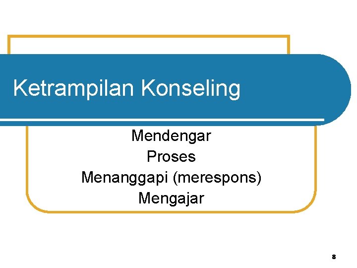 Ketrampilan Konseling Mendengar Proses Menanggapi (merespons) Mengajar 8 