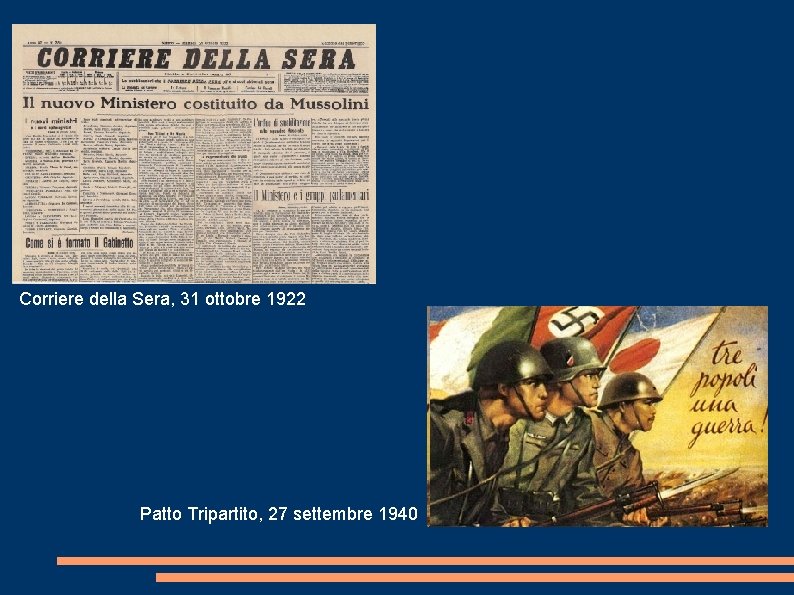 Corriere della Sera, 31 ottobre 1922 Patto Tripartito, 27 settembre 1940 Corriere della Sera, 31 ottobre 1922 Patto Tripartito, 27 settembre 1940