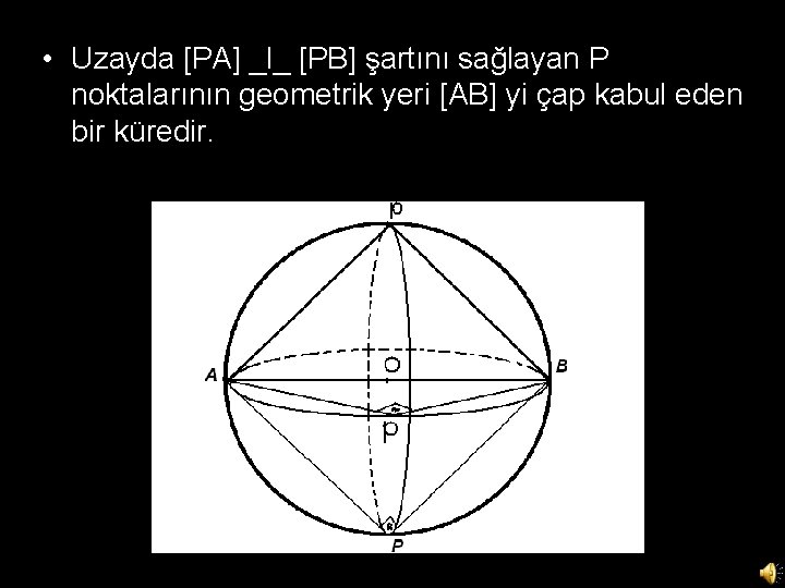  • Uzayda [PA] _l_ [PB] şartını sağlayan P noktalarının geometrik yeri [AB] yi