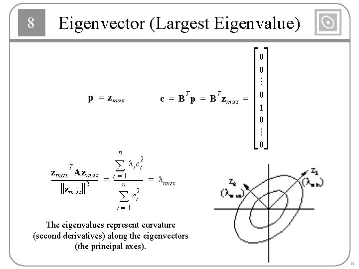8 Eigenvector (Largest Eigenvalue) ¼ 0 0 T T 0 1 0 ¼ c 8 Eigenvector (Largest Eigenvalue) ¼ 0 0 T T 0 1 0 ¼ c