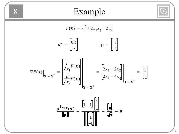 8 Performance Surfaces 1 8 Taylor Series Expansion