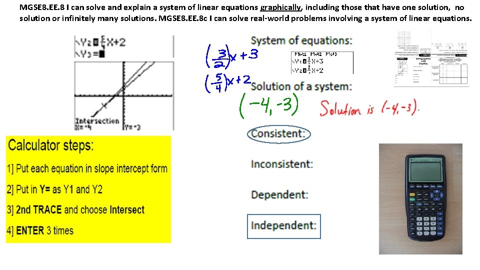 MGSE 8. EE. 8 I can solve and explain a system of linear equations