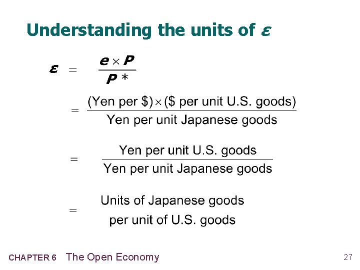 Understanding the units of ε ε CHAPTER 6 The Open Economy 27 