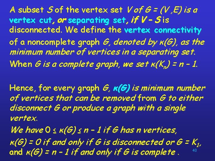 A subset S of the vertex set V of G = (V , E)