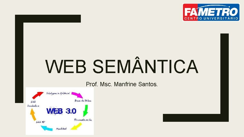 WEB SEM NTICA Prof. Msc. Manfrine Santos. 