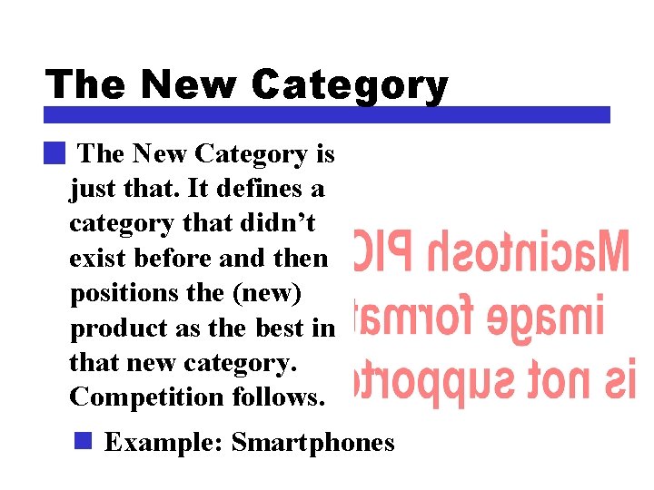 The New Category n The New Category is just that. It defines a category