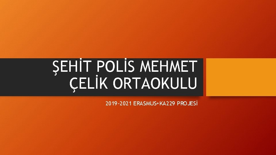 ŞEHİT POLİS MEHMET ÇELİK ORTAOKULU 2019 -2021 ERASMUS+KA 229 PROJESİ 