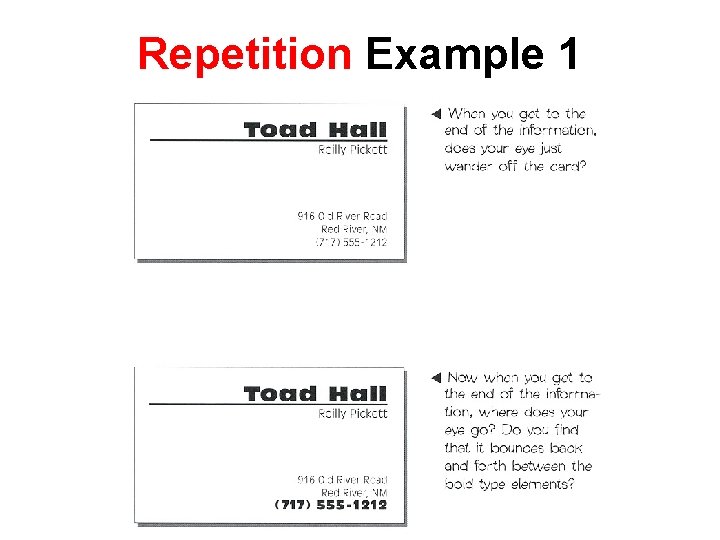 Repetition Example 1 