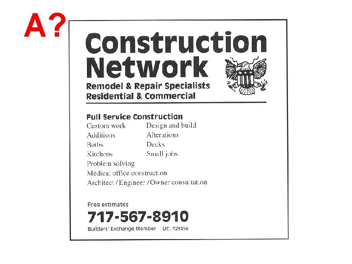 A? Construction Network After Bef ore 