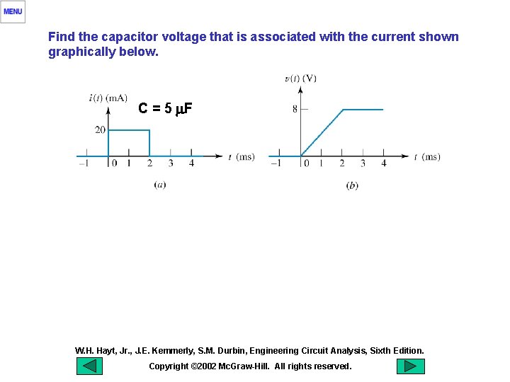 Find the capacitor voltage that is associated with the current shown graphically below. C