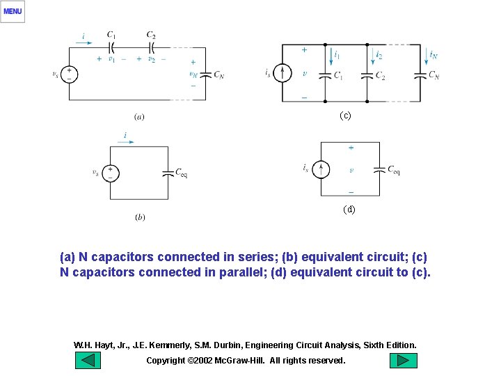 (c) (d) (a) N capacitors connected in series; (b) equivalent circuit; (c) N capacitors