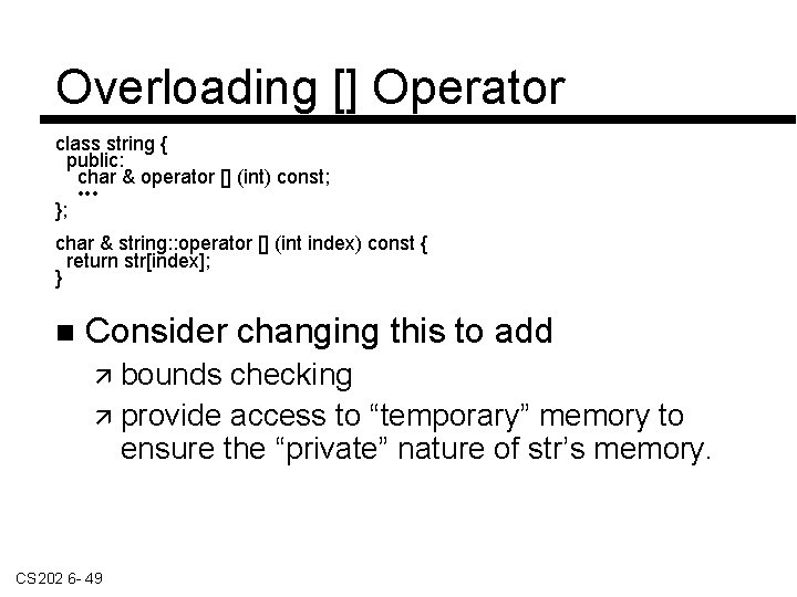 Introduction to C Operator Overloading Topic 6 CS