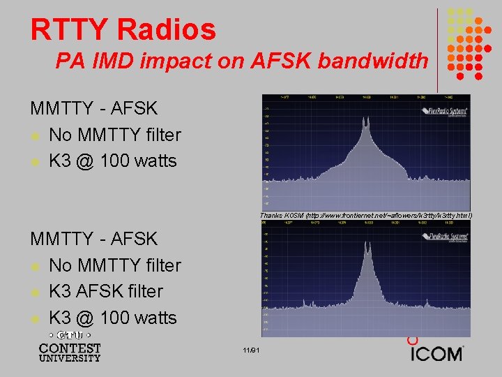 RTTY Radios PA IMD impact on AFSK bandwidth MMTTY - AFSK l No MMTTY