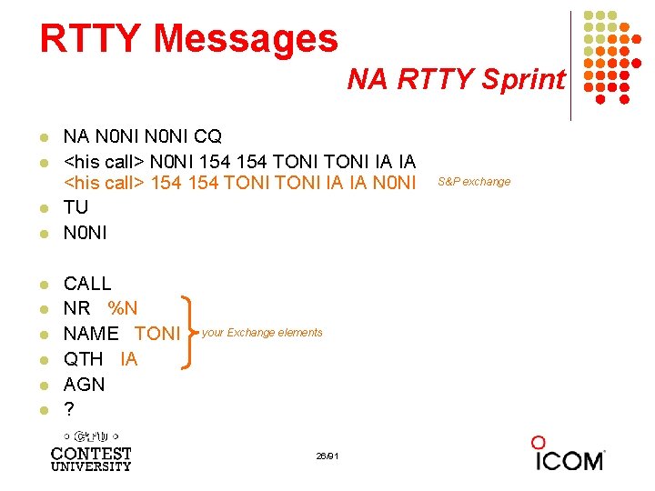 RTTY Messages NA RTTY Sprint l l l l l NA N 0 NI