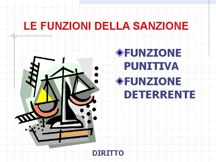 LE FUNZIONI DELLA SANZIONE FUNZIONE PUNITIVA FUNZIONE DETERRENTE DIRITTO 