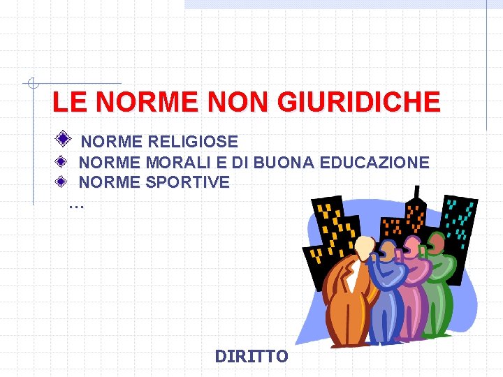 LE NORME NON GIURIDICHE NORME RELIGIOSE NORME MORALI E DI BUONA EDUCAZIONE NORME SPORTIVE