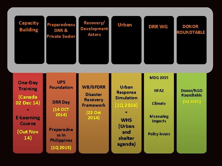 Capacity Building Preparedness DRR & Private Sector One-Day Training (Canada 02 Dec 14) UPS